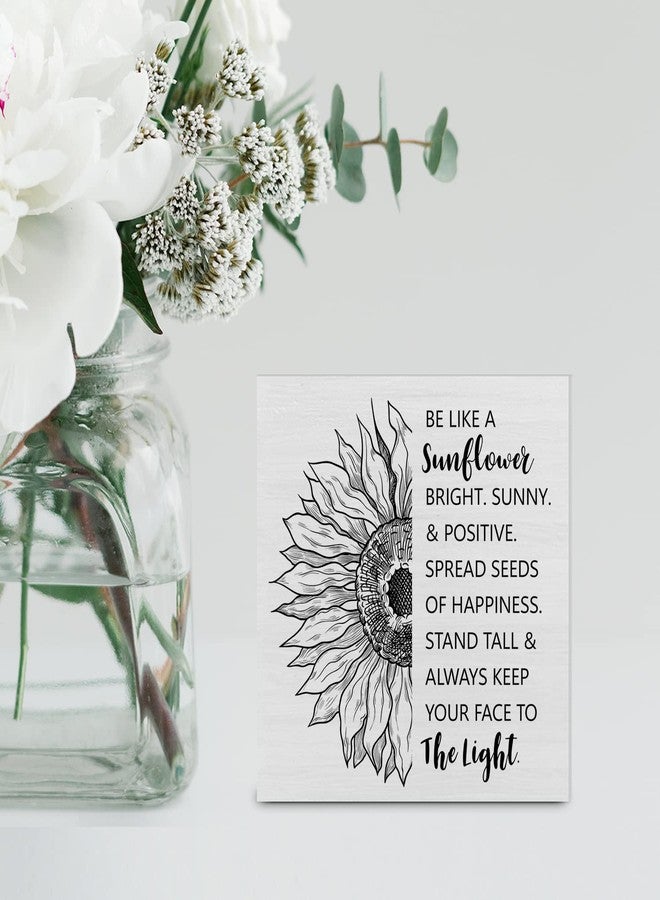 YIDOU Country Sunflower Wood Box Sign Decor Desk Sign Be Like a Sunflower Bright Quote Wooden Box Block Sign Rustic Home Office Shelf Wall Decoration - Image 4